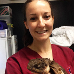 Veterinary Care Nurse with Pet Lizard