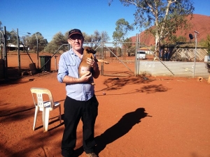 Dr Cutter with a recently treated patient near Uluru, NT